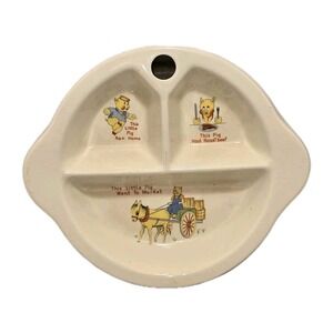 Encello Vintage This Little Pig Nursery Rhyme Divided Baby Plate‎ GUC Retro